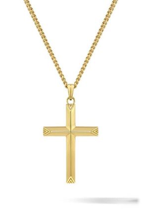 Vincero Mens Cross Pendant Necklace in 14K Gold at Nordstrom, Size 21