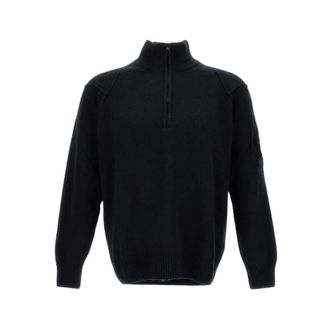 C.P. Company Lambswool Half Zip Jumper - male - C.P. Company - Turtlenecks - Black - 2XL - Knitwear