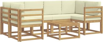 vidaXL Conjunto De Sof&aacute;s De Exterior 7 Uds. Blanco Y Crema Vidaxl