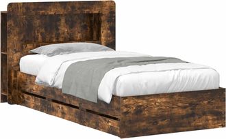 vidaXL Estructura De Cama Con Almacenamiento Y Cabecero Roble Ahumado Vidaxl
