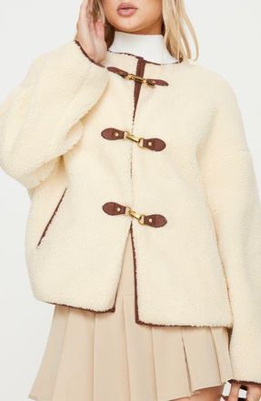 Princess Polly Adylic Teddy Faux Shearling Coat in Cream at Nordstrom, Size 12