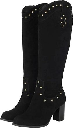 Generic Womens Over The Knee Boots Suede Round Toe Slip On Dress Shoes