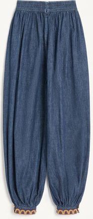 Valentino Pantaloni Baloon In Denim Chambray Ricamati Donna DENIM 36