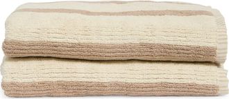 Nordstrom Rack 2-Pack Reversible Stripe Bath Towel in Tan Thread at Nordstrom Rack