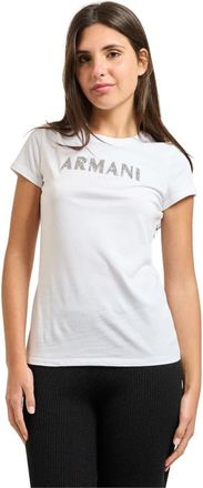 A|X Armani Exchange Slim fit T-shirt met logoletters - Dames - T-shirts - Wit - S - Katoen - Tops