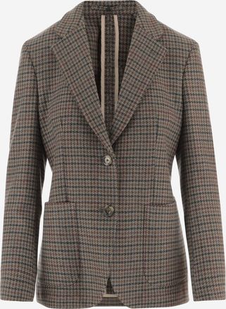 Lardini kasjmier jack met pied-de-poule-patroon