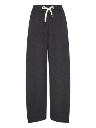 Brunello Cucinelli drawstring track trousers - women - Cashmere/Polyester - 3XL - Grey
