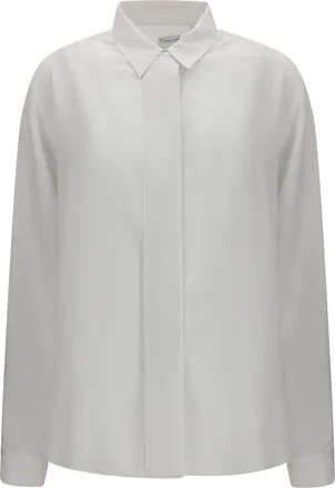 Calvin Klein Womens Long-Sleeve Shirt Amari Cloud White Silk
