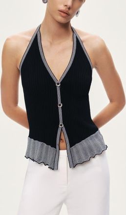 Nocturne Halter Ribbed Knit Top in Black at Nordstrom, Size X-Small Eu