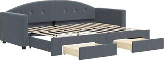 vidaXL Vidaxl - Divano Letto Estraibile Cassetti Grigio Scuro 80x200cm Velluto