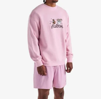 Malbon Golf Two Man Scramble Crew Fleece Sweatshirt In Pink