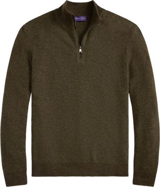 Ralph Lauren Purple Label Maglione Birdseye con mezza zip - Verde