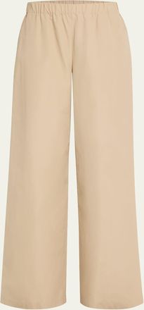 Lafayette 148 New York Riverside Wide-Leg Organic Cotton Poplin Pants