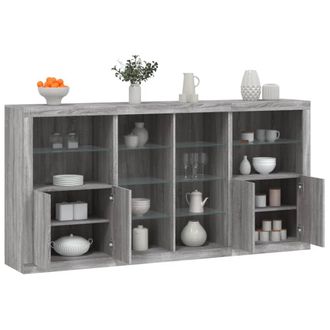 vidaXL Vidaxl - Aparador Con Luces Led Gris Sonoma 202x37x100 Cm