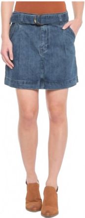 Free People Womens D Ring Belt Denim Mini Skirt In Mid Indigo Wash