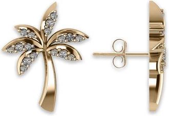 Allurez Diamond Palm Tree Summer Earrings 14k in Yellow Gold at Nordstrom