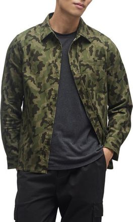 Barefoot Dreams Camo Cotton Twill Button-Up Shirt Jacket in Military Camo at Nordstrom, Size Xx-Large
