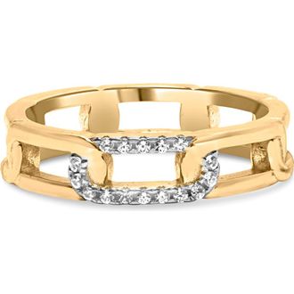 House of Brilliance 10K Yellow Gold Diamond Accent Paperclip Band Ring at Nordstrom, Size 8