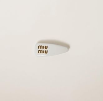 Miu Miu Patent Leather Hair Clip, Woman, White