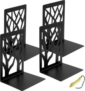 OEM 4 Piezas De Robustos Sujetalibros Met&aacute;licos Para Estanter&iacute;a, Ideales Para La Oficina, El Hogar, La Escuela Y La Biblioteca (negro)