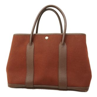 Herm&egrave;s Brown Toile Officier Tote Bag (Pre-Owned)