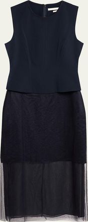 Jason Wu Cady Layered Sleeveless Midi Cocktail Dress