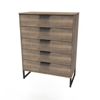 Welcome Furniture Havana Ready Assembled Chest of Drawers with 5 Drawers - Vintage Oak - Welcome Furniture | TJ Hughes