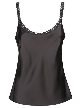 D.exterior Satin Top With Chain-Link Straps And Flared Silhouette
