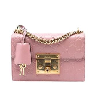 Gucci Pre-owned Padlock Crossbody Bag - Dames - Pre-owned - Roze - Maat: ONE Size Leer