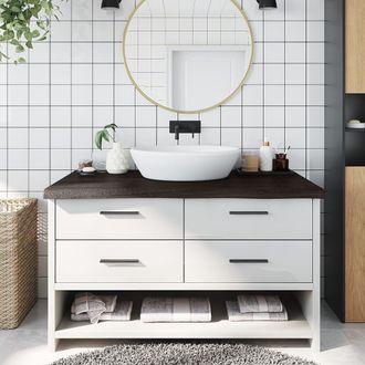 vidaXL Encimera De Ba&ntilde;o Madera Tratada Marr&oacute;n Oscuro 100x60x(2-6) Cm Vidaxl