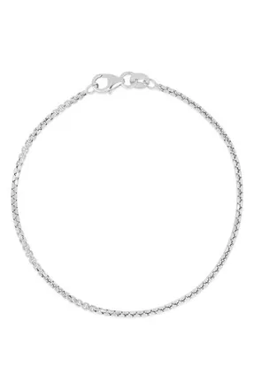 Bony Levy 14K Round Box Chain Bracelet in 14K White Gold at Nordstrom, Size 7