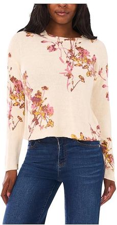 Vince Camuto Electric Bouquets Crew Neck Womens Clothing Birch : LG, Acrylic/Nylon/Wool
