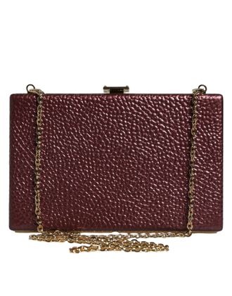 Dolce & Gabbana Bordeaux Leren Clutch Avond Schoudertas