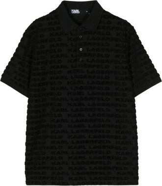 Karl Lagerfeld flocked-monogram polo shirt