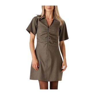 Modstr&ouml;m Bruine Mini Jurk voor Stijlvol Comfort - Dames - Korte kleedjes - Bruin - M - Wol - Kleedjes