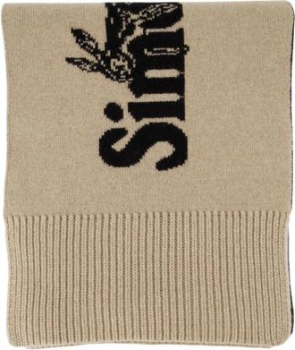 Simone Rocha Gebreide Logo Wollen Sjaal Beige - unisex - Wintersjaals - Beige - ONE Size - Wol - Accessoires