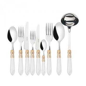 Bugatti Aladdin Ghiera Dorata, Posate Set 75 Pz, Scatola Legno Weng&egrave;, Casa Bugatti - Colore: Bianco