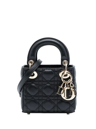 Dior 2020 Micro Lambskin Cannage Lady Dior satchel - Black