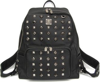 MCM Visetos Canvas Black Canvas Backpack Bag (Pre-Owned)