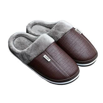 Generic YUJIEBB Women Winter Slippers Indoor Waterproof Cotton Slippers Warm Home Fur Couple Non-Slip Slipper Platform Shoes Coffee