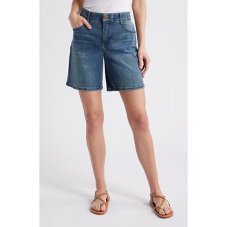 Wit & Wisdom High Waist Relaxed Denim Shorts in Mid Blue Artisanal at Nordstrom, Size 16