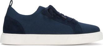 Kazar marineblauwe heren sneakers van stof en su&egrave;de met contrasterende zool - Heren - Sneakers - Blauw - 40 EU - Su&egrave;de - Schoenen