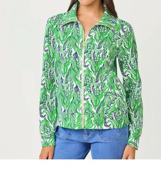 Lilly Pulitzer Eleni Zip-Up Jacket In Putting Green Lilly Of The Valley