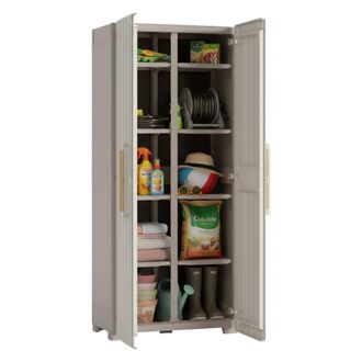 Dmora Dmora - Armario Exterior Melville, Mueble Para Exteriores, Mueble De Jard&iacute;n Multiusos, Contenedor Para Balc&oacute;n O Garaje, Made In Italy, 80x45 H180 Cm, 