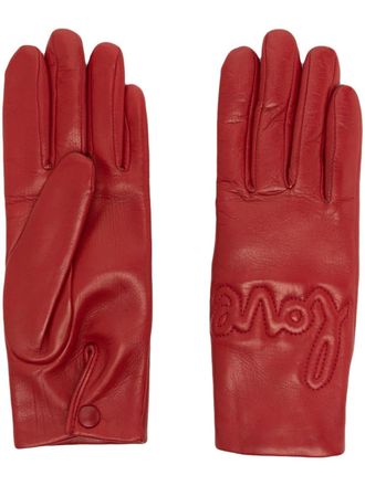 Agnelle Guanti con cuciture decorative - Rosso