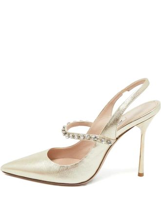 Miu Miu Mary Jane glanzende pumps met kristallen - Geel