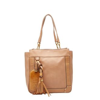 Chlo&eacute; Pink Beige Leather Shoulder Bag Tote Bag (Pre-Owned)
