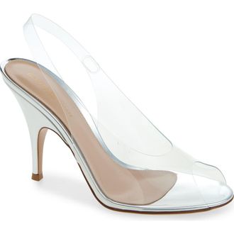 Gianvito Rossi Clear Slingback Sandal in Silver at Nordstrom, Size 8.5Us