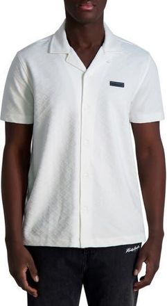 Karl Lagerfeld Diamond Knit Camp Shirt in White at Nordstrom Rack, Size Small