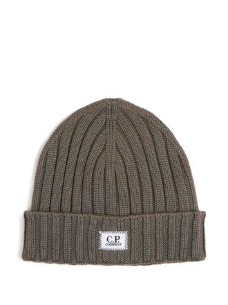 C.P. Company ribbed beanie hat - men - Cotton - One Size - Green